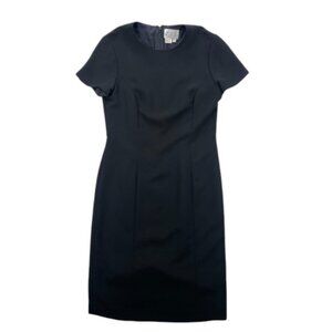 David Warren Sheath Dress Women’s 10 Black‎ Short Sleeve Knee Length Zip Classic
